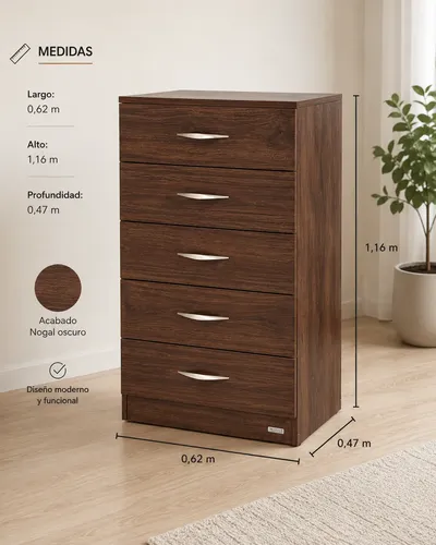 Chifonier Platinum 6 Cajones Color Roble Antiguo Roble Antiguo