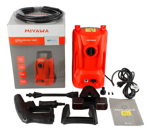 Hidrolavadora Eléctrica Miyawa 1200w Alta Presion 110 Bar Rojo 60hz