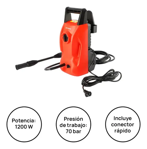 Hidrolavadora Eléctrica Miyawa 1200w Alta Presion 110 Bar Rojo 60hz