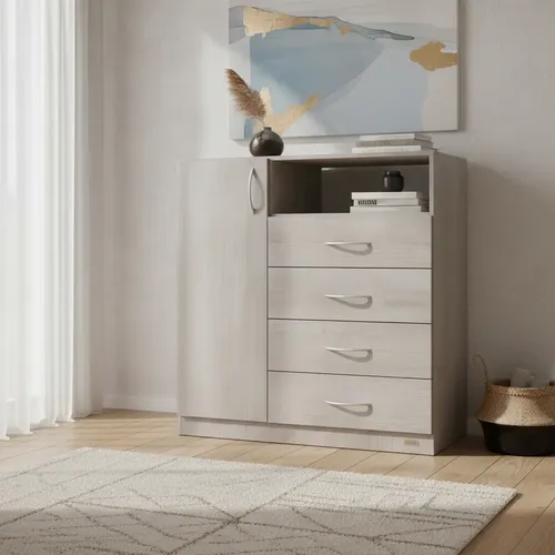 Chifonier Platinum 921 Madera Melamina 4 Cajones 1 Puerta Savanna