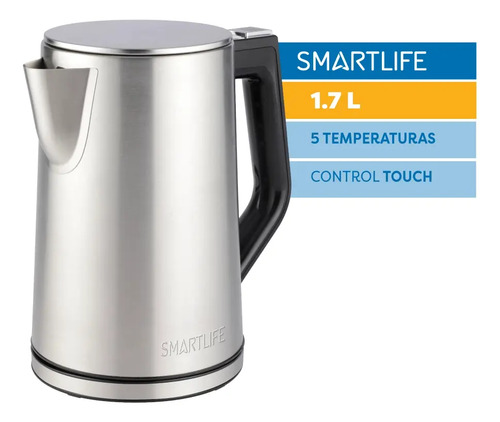 Pava Eléctrica Smartlife Sl-ekd1520 1.7l Inox Digital Color Plateado