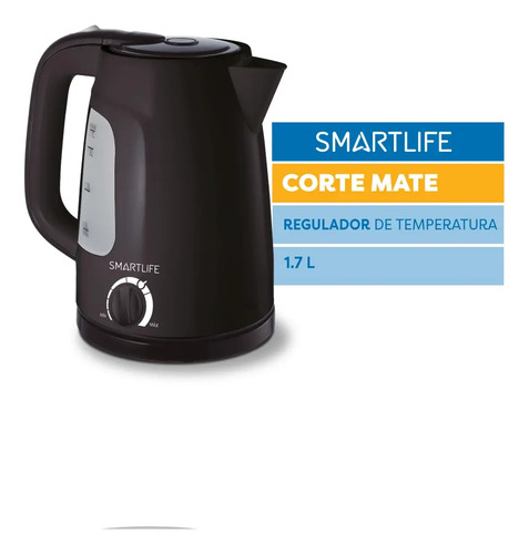 Pava Eléctrica Smartlife 1,7lts 1850w Premium Color Negro Negro