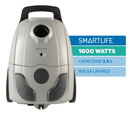 Aspiradora Smartlife 1600w 2.5lts C/bolsa Gris