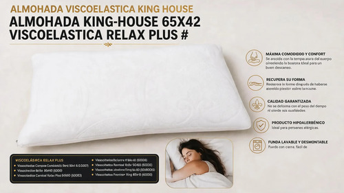 Almohada King-house 65x42 Viscoelastica Relax Plus Blanco