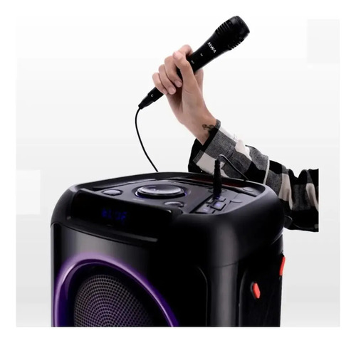 Parlante Bluetooth C/ruedas Torre De Sonido Aiwa T2302 8500w Negro