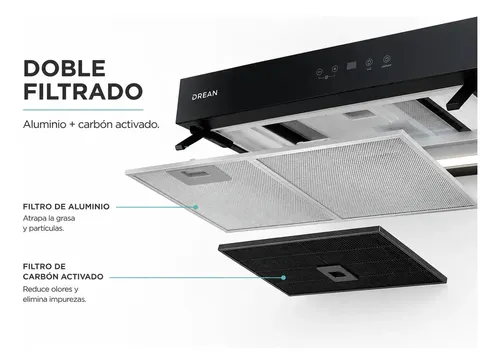 Purificador Drean 60 Cm Touch Digital Doble Filtro Negro