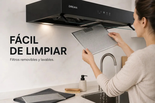 Purificador Drean 60 Cm Touch Digital Doble Filtro Negro