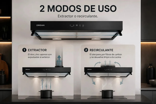 Purificador Drean 60 Cm Touch Digital Doble Filtro Negro
