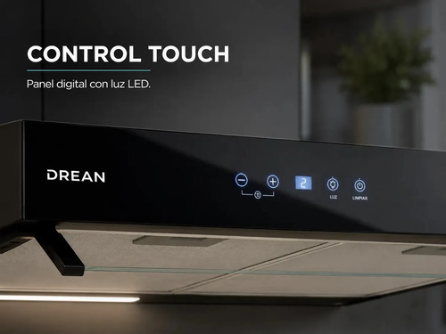 Purificador Drean 60 Cm Touch Digital Doble Filtro Negro