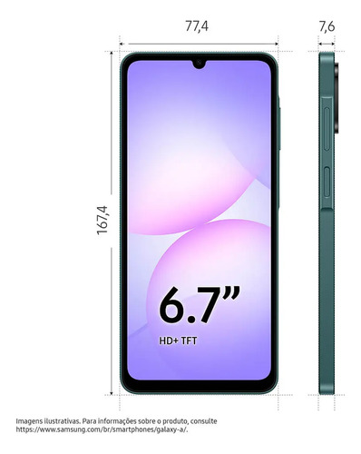 Samsung Galaxy A07 128 Gb, Teléfono Celular De 4 Gb, Cámara De 50 Mp, Pantalla 6.7, Protección Ip54, Procesador De 6 Nm, Verde