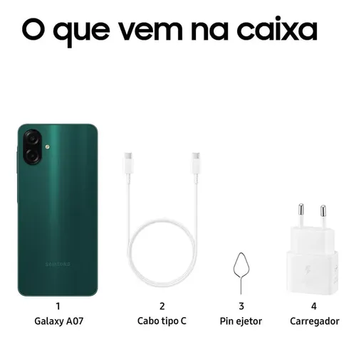 Samsung Galaxy A07 128 Gb, Teléfono Celular De 4 Gb, Cámara De 50 Mp, Pantalla 6.7, Protección Ip54, Procesador De 6 Nm, Verde