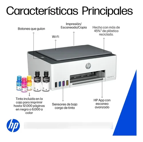 Impresora Hp Multifuncion Smart Tank 580 All In One Blanco