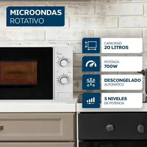 Horno Microondas Philco 20 Lts  Rotativo 700w Blanco