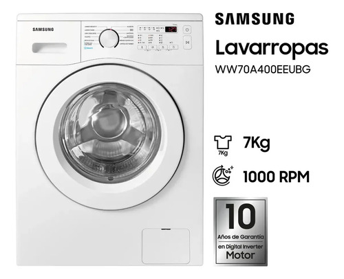 Lavarropa Samsung  7 Kg 1000rpm C/fron Invert Blanco Blanco
