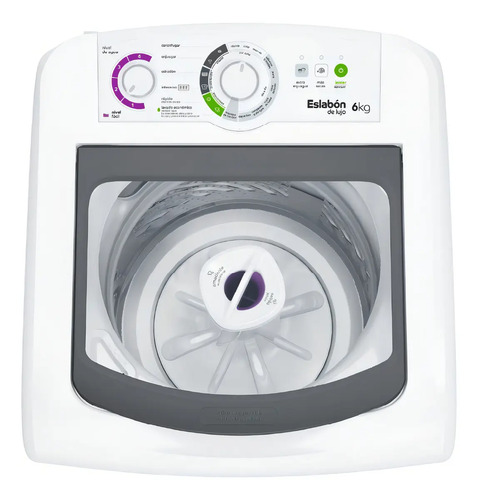 Lavarropa Eslabon De Lujo 6kg 750rpm C/sup Blanco Blanco