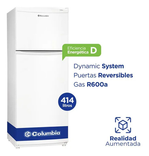 Heladera Columbia 414 Lts Blanca C/freezer Ciclica Blanco