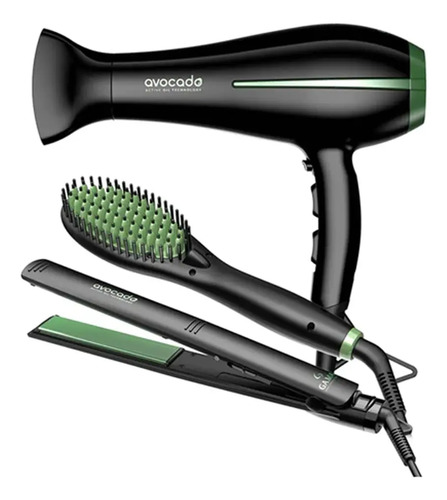 Combo Ga-ma Secador Bora 2200w + Plancha +cepillo  Alisador Negro