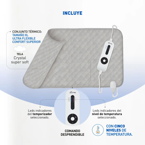 Almohadilla Termica Silfab Al100 Grafeno 60cm X 30 Cm/52w/5 Gris