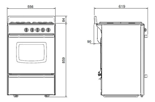Cocina A Gas Longvie 12331b 56cm Blanca Cajón Parrilla Color Blanco Tipo De Conexión Multigas