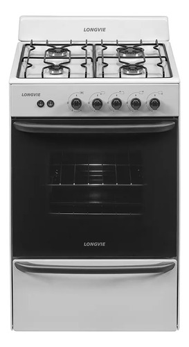 Cocina A Gas Longvie 12331b 56cm Blanca Cajón Parrilla Color Blanco Tipo De Conexión Multigas