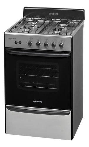 Cocina A Gas Longvie 12331x 56cm Inox Cajón Parrilla Color Acero Inoxidable
