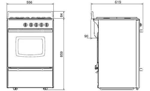 Cocina A Gas Longvie 12331x 56cm Inox Cajón Parrilla Color Acero Inoxidable