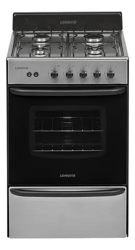 Cocina A Gas Longvie 12331x 56cm Inox Cajón Parrilla Color Acero Inoxidable