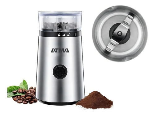 Molinillo De Café Atma Mc8141n. Acero Inoxidable, Apto Para Granos Y Semillas. Gris