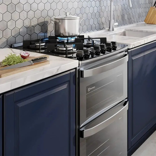 Cocina A Gas Electrolux Experience 4 Hornallas Multigas Eléctrico Doble Horno, Perfectcook Y Vaporbake Inox F4edm Espejado
