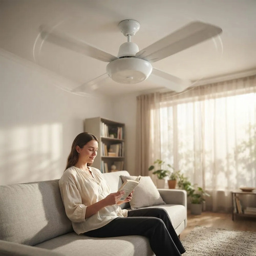 Ventilador Techo Crivel 90w/4 Aspas Metal/5 Vel Blanco 1.2 M 50 Hz. Blanco Metalicas 4