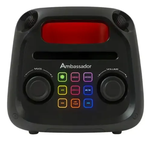 Parlante Portatil Ambassador Bluetooth Luces Led Inalambrico Negro