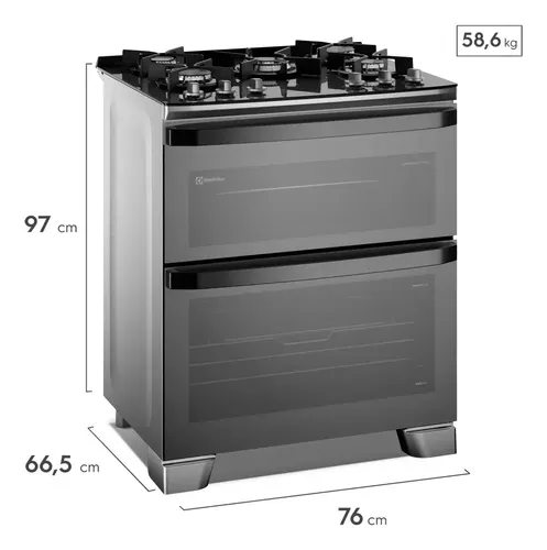 Cocina Electrolux 76cm Inox Doble Horno 5h C/luz/termo Gris