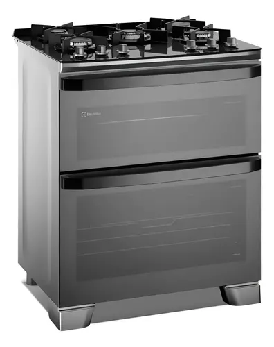Cocina Electrolux 76cm Inox Doble Horno 5h C/luz/termo Gris