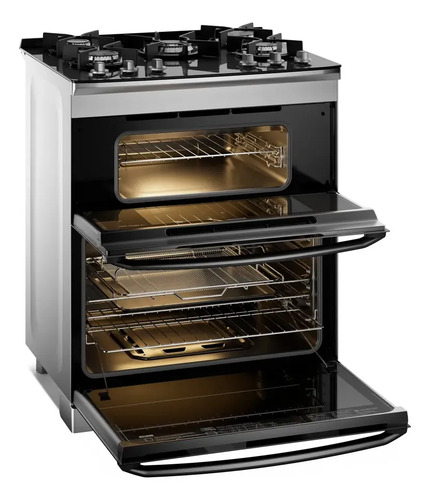 Cocina Electrolux 76cm Inox Doble Horno 5h C/luz/termo Gris