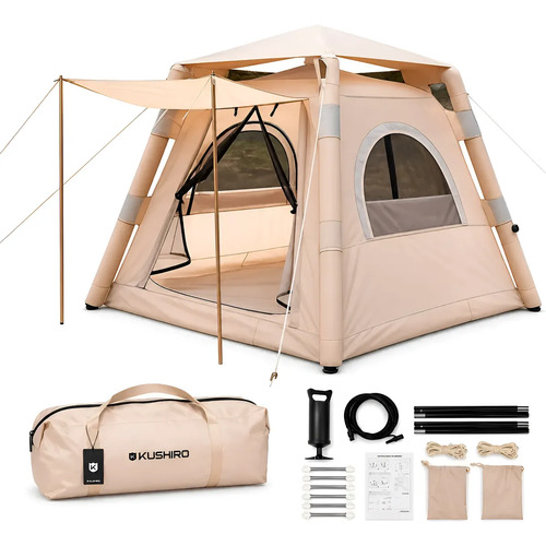 Carpa Kushiro 2.2mx2.2m Columnas Inflables Beige  2ven/2puer Beige
