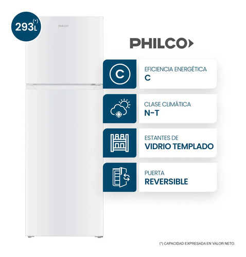 Heladera Con Freezer Philco Nphct320b 293l Blanco