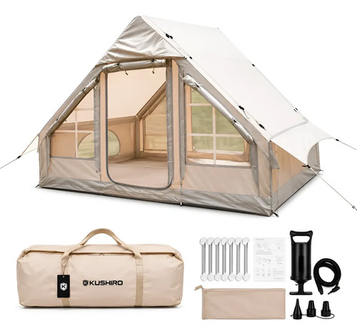 Carpa Kushiro 3mx2.2m Columnas Inflables Beige 7vent/ 1puert Beige