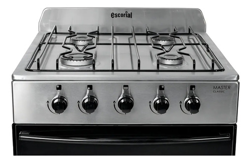 Cocina A Gas Escorial 4 Hornallas Acero Inoxidable Gas Natural 56cm Plateado