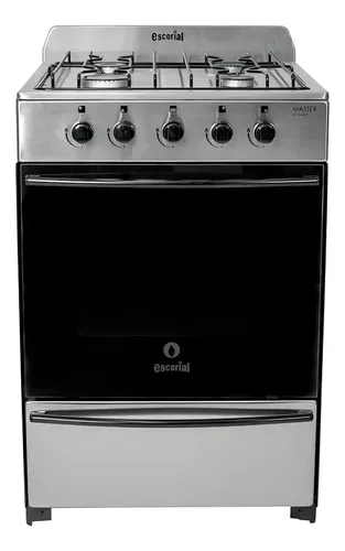 Cocina A Gas Escorial 4 Hornallas Acero Inoxidable Gas Natural 56cm Plateado