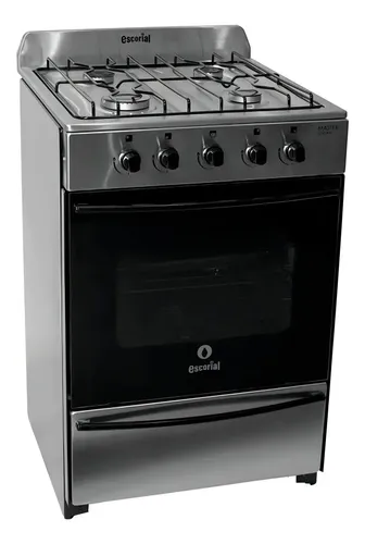 Cocina A Gas Escorial 4 Hornallas Acero Inoxidable Gas Natural 56cm Plateado