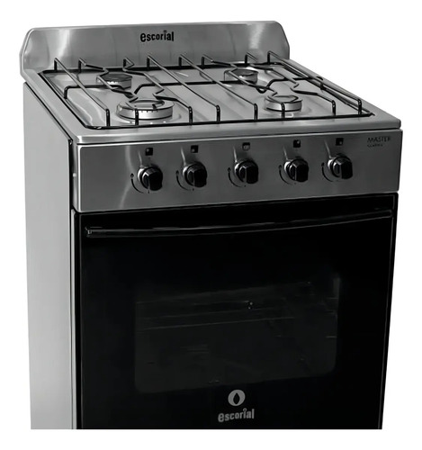 Cocina A Gas Escorial 4 Hornallas Acero Inoxidable Gas Natural 56cm Plateado
