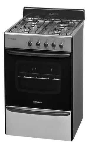 Cocina A Gas Longvie 12231x 56cm Inox Cajón Parrilla Color Acero Inoxidable