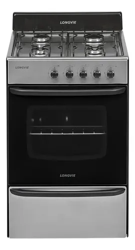 Cocina A Gas Longvie 12231x 56cm Inox Cajón Parrilla Color Acero Inoxidable