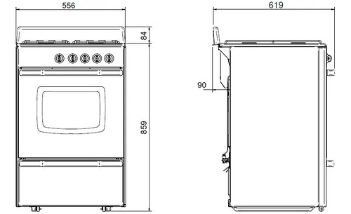 Cocina A Gas Longvie 13331gf 56cm Grafito Cajón Parrilla