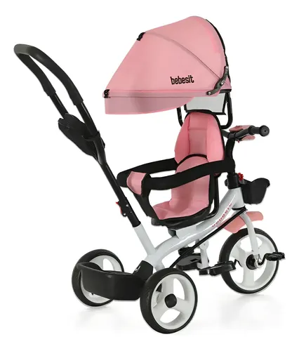 Triciclo Bebesit Asiento Girat. 360°/capota/apoya Pie/brazo Rosa