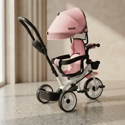 Triciclo Bebesit Asiento Girat. 360°/capota/apoya Pie/brazo Rosa